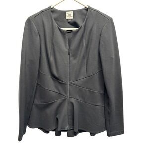 Cabi Black Zip Front Peplum Jacket 5850 Small‎ Ponte Knit Tailored Blazer Mens